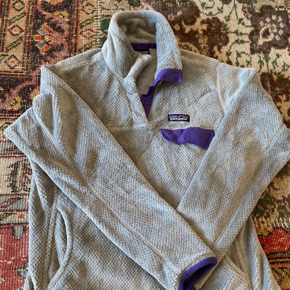 Patagonia Sweaters - Patagonia Re-Tool Snap Fleece Pullover Gray Purple